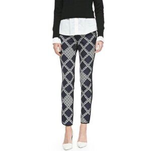 Trina Turk Navy Geometric Print Ponte Pants Sz 0